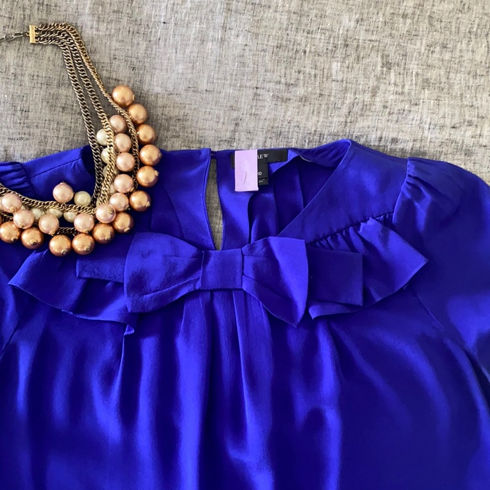 J. Crew 100% silk bow top